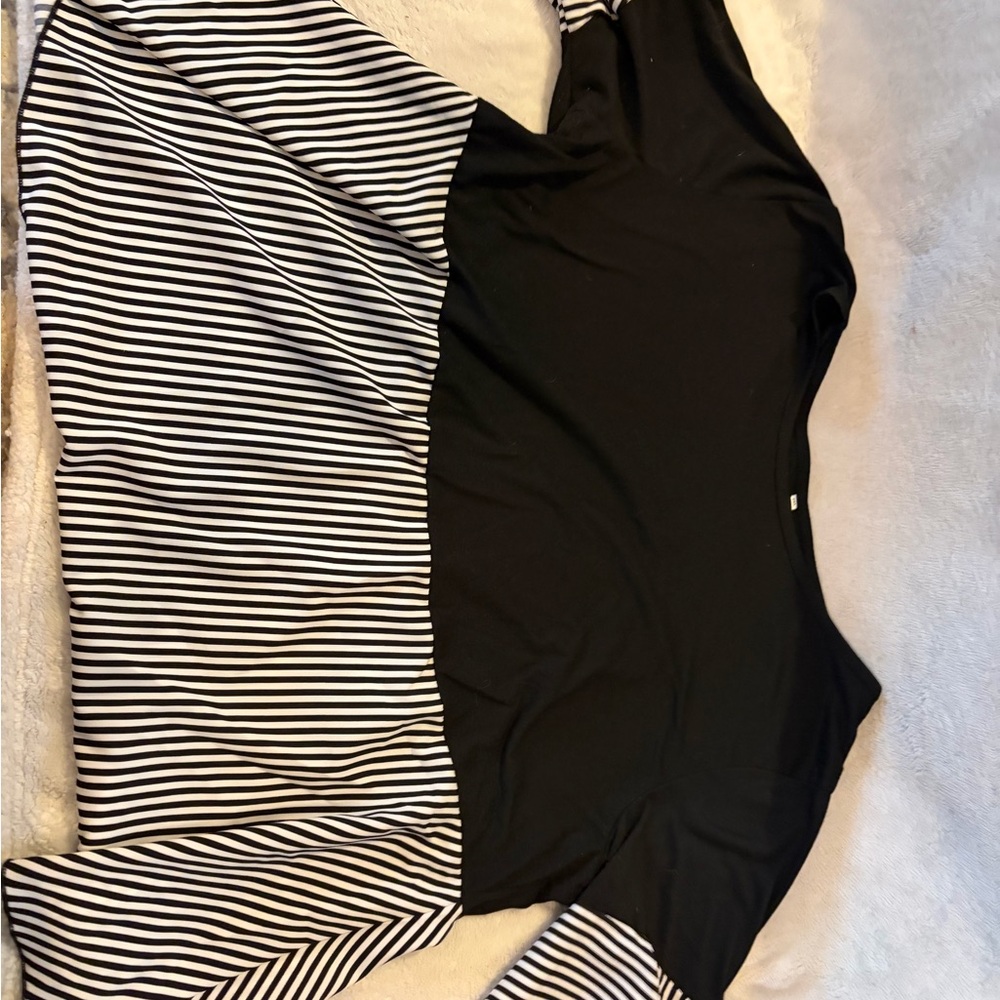 SHEIN Black and White Striped Blouse